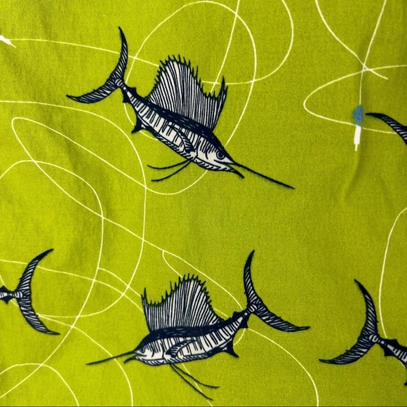 REYN SPOONER Stretch Polyester Swim Trunks, Lined, Green with Marlins, Size M - Picture 3 of 11